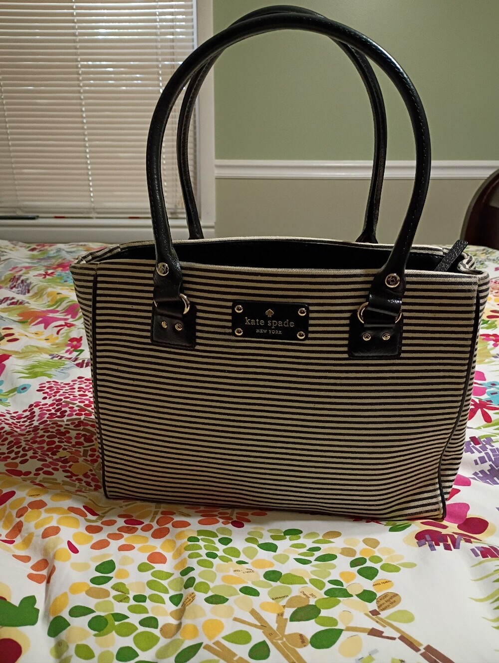 Kate Spade Black and White Striped Tote